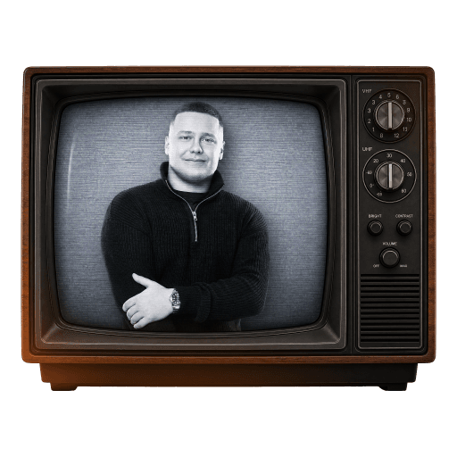 Oskar Wajs - portret na ekranie starego telewizora
